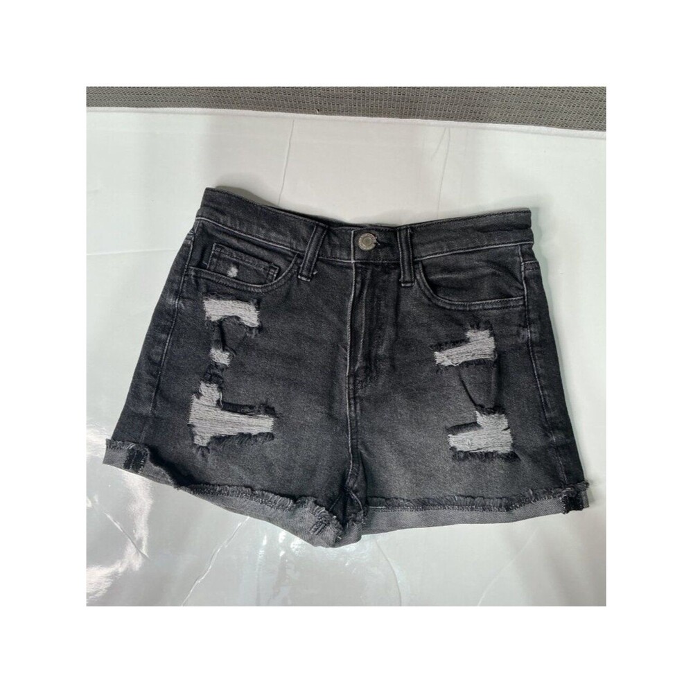 SO Goods For Life Black Distressed High-Rise Denim Mom Shorts Size 7/28W